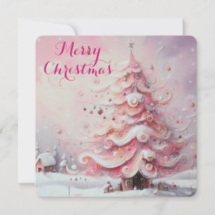Impresionante y caprichoso árbol de Navidad rosa