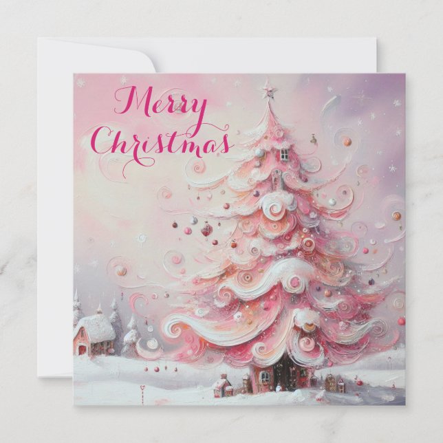 Impresionante y caprichoso árbol de Navidad rosa (Anverso)