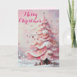 Impresionante y caprichoso árbol de Navidad rosa