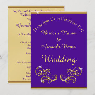 Impresionantes invitaciones a la boda real morada 