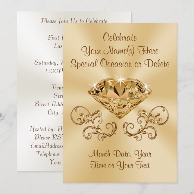IMPRESIONANTES invitaciones para diamantes PERSONA (Anverso / Reverso)