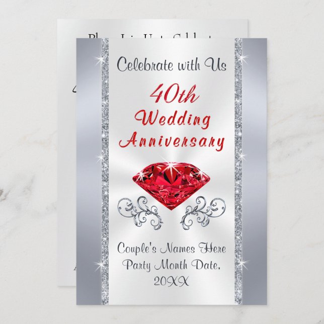 Impresionantes invitaciones para el 40º aniversari (Anverso / Reverso)