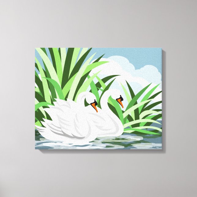 Impresiones de arte de pares de cisne blancos (Anverso)