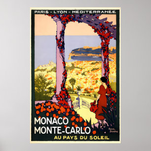 Impresiones de carteles de viaje antiguos de Mónac