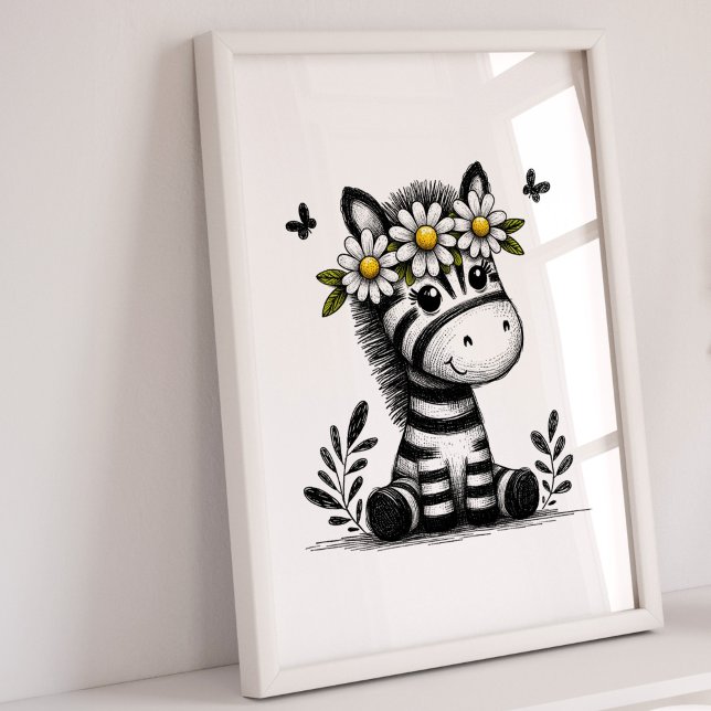 Impresiones de guardería | Chicas Zebra Animal Saf (Zebra Nursery Art Print)