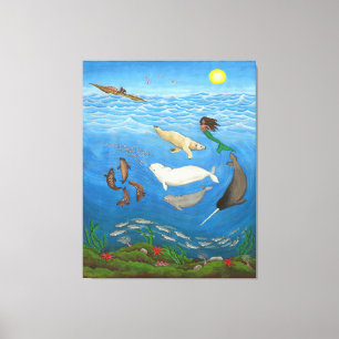 Impresiones de lienzo de pintura de mitos inuit