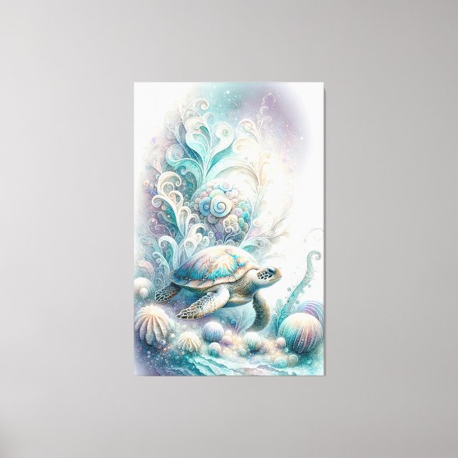 Impresiones de lienzo de tortugas de mar verde (Anverso)