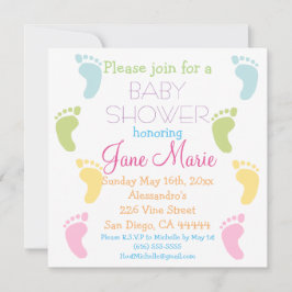 Impresiones de pie de bebé Invitaciones a ducha pa