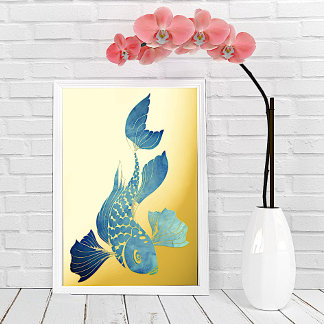 Impresiones de Relieve metalizado de pescado azul 