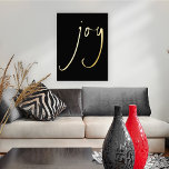 Impresiones de Relieve metalizado real en negro co<br><div class="desc">Minimalista Rifting Joy Script Black Luxury Real Relieve metalizado en su elección de oro o plata</div>