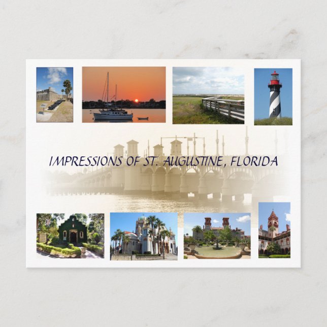 Impresiones de San Agustín, postal de Florida (Anverso)