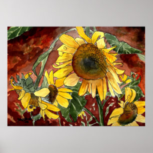 impresiones del arte de la flor de los girasoles