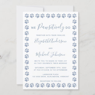 Impresiones Dusty Blue Paw Invitación a la boda