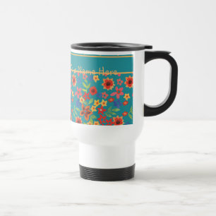 Impresiones florales retro de moda sobre tazas de
