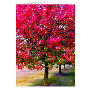 Impresionista rosa otoño deja árboles