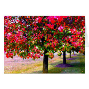 Impresionista rosa otoño deja árboles