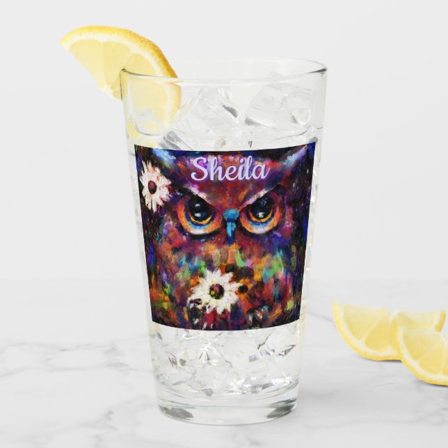 Impresionista y caprichosa lechuza floral personal (Anverso (hielo))