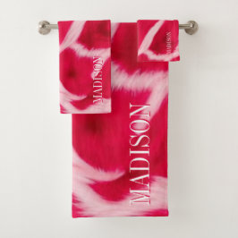 Impreso Animal Leopardo Rojo Rosa Chic Femenino Pe