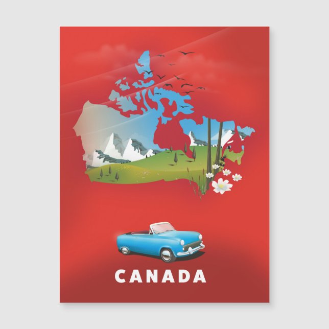 Impreso de viaje ilustrado de Canadá. (Anverso)