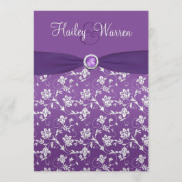 IMPRESO RIBBON Morado Plata Invitación Floral