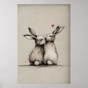 Imprimible de amor de conejito, impresión de arte