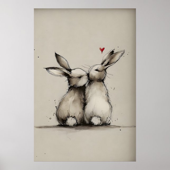Imprimible de amor de conejito, impresión de arte  (Frente)