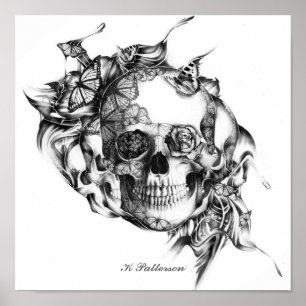 Imprimir arte de calaveras y mariposas