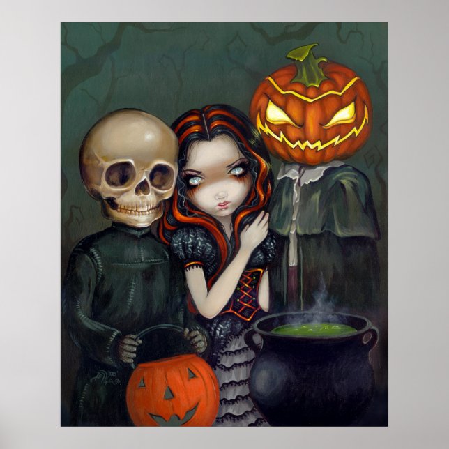 Imprimir arte de halloween fuera de truco o tratam (Frente)