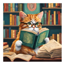Imprimir arte de pared de gatos de Bookish - Gato