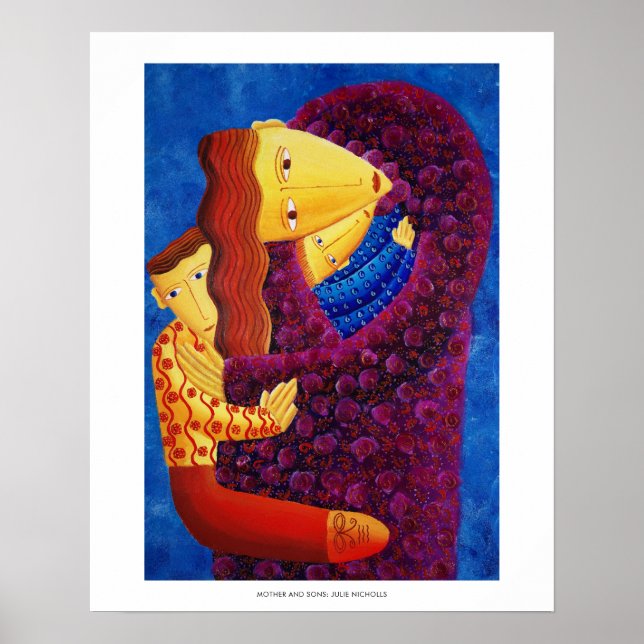 Imprimir arte familiar de pintura de madre e hijos (Frente)