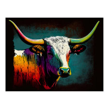 Imprimir arte pop de vaca longhorn en Texas
