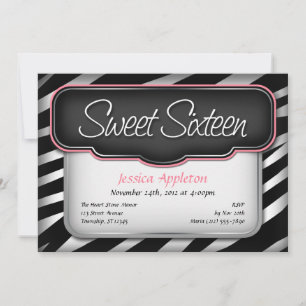 Imprimir cebra única "Sweet Sixteen" invitaciones