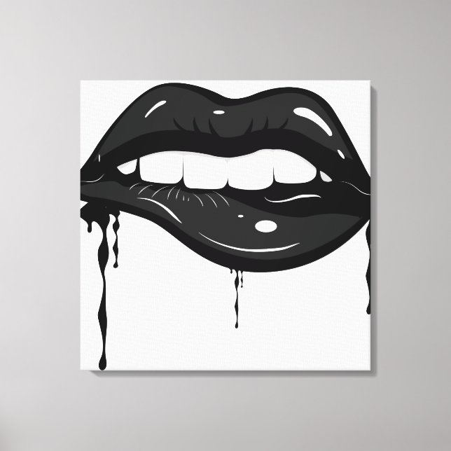 Imprimir lienzo de labios negros sensual (Anverso)