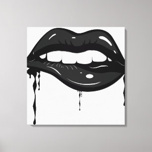 Imprimir lienzo de labios negros sensual