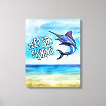 Imprimir lienzo de pez espada para pesca en aguas