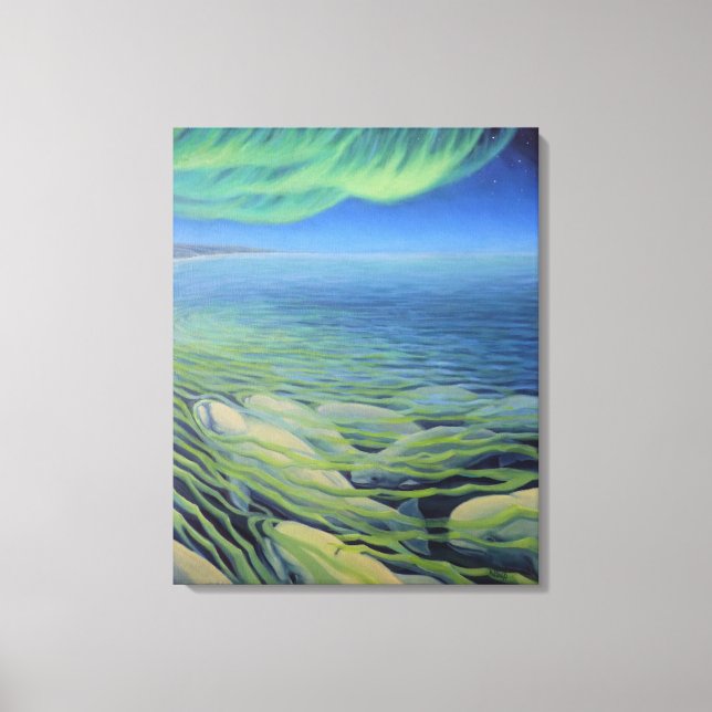 Imprimir lienzo de pintura de ballenas de Beluga (Anverso)