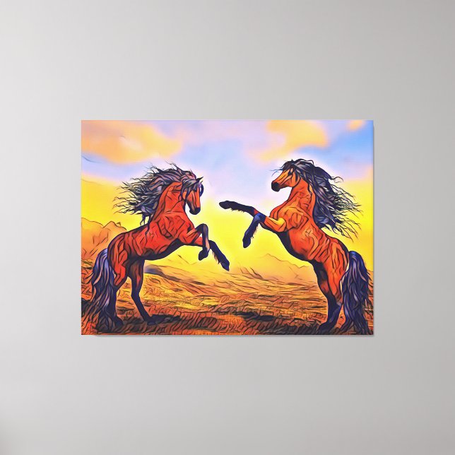 Imprimir lienzo de pintura de pares de caballos (Anverso)