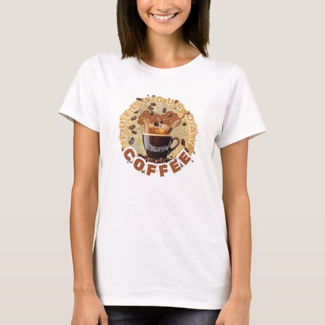 Impulsa Tu Día – Camiseta Poderosa de Café (Anverso)