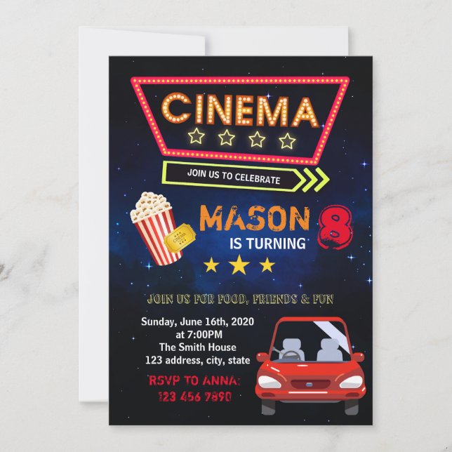 Impulsar invitación de fiesta de película (Anverso)