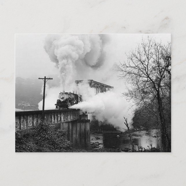 Impulso al vapor cruzando una postal puente (Anverso)