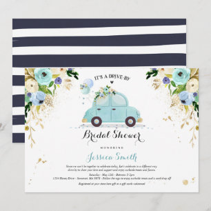Impulso por Bridal Shower Invitación Floral Azul