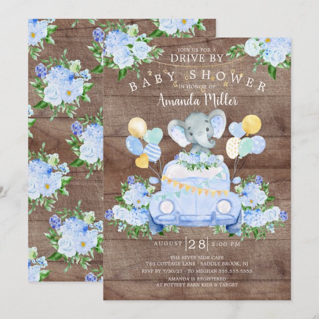 Impulso por Elephant Boys Invitación Baby Shower (Anverso / Reverso)