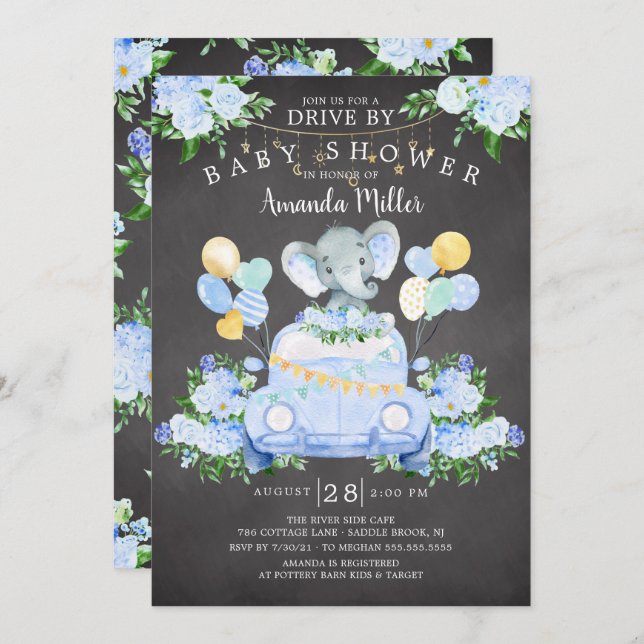 Impulso por Elephant Boys Invitación Baby Shower (Anverso / Reverso)