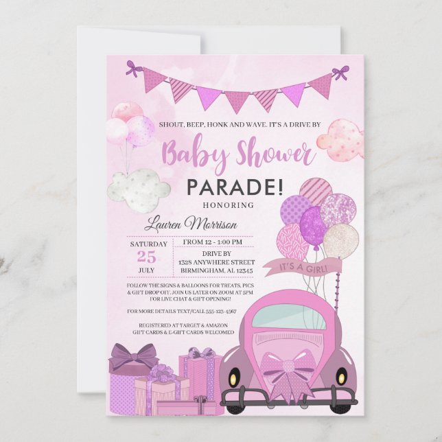 Impulso por invitación a desfile de Baby Shower (Anverso)
