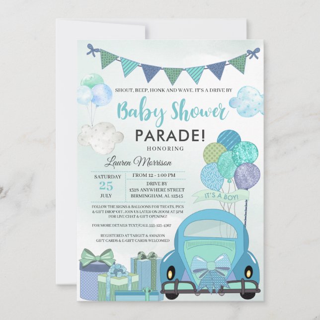 Impulso por invitación al desfile de Baby Shower (Anverso)