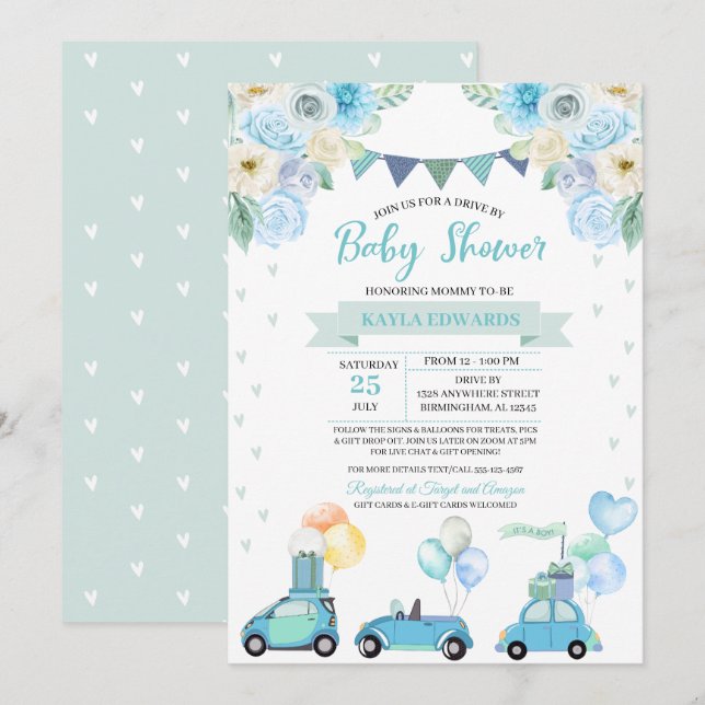 Impulso por invitación al desfile de Baby Shower (Anverso / Reverso)