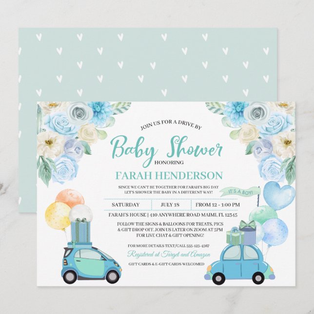 Impulso por invitación al desfile de Baby Shower (Anverso / Reverso)