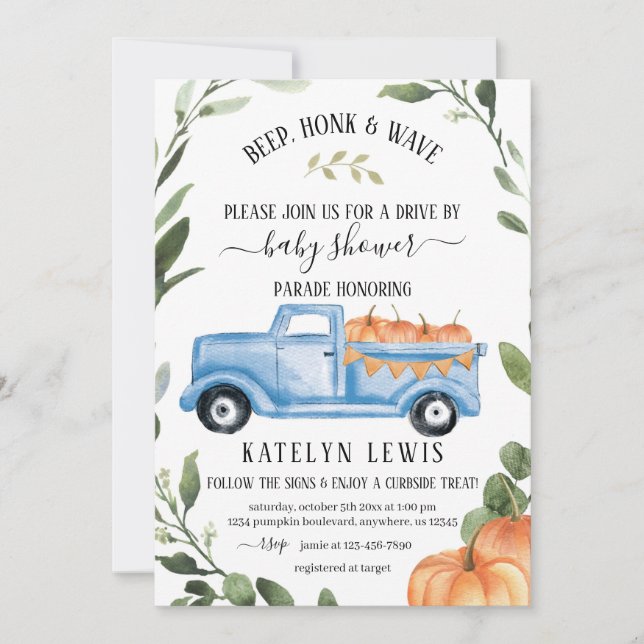 Impulso por invitación de Baby Shower de Pumpkin B (Anverso)