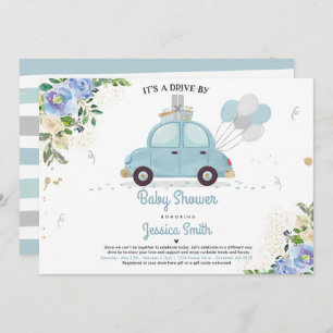 Impulso Por Invitación De Baby Shower Floral Azul 