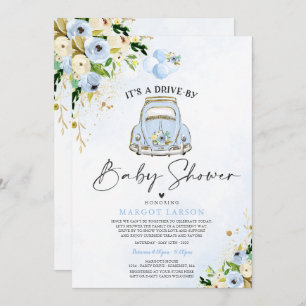Impulso Por Invitación De Baby Shower Floral Azul